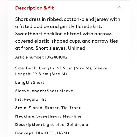 H&M+ LIGHT BLUE Tie-Front Ribbed Dress - Picture 3 of 12